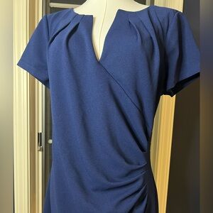 Adrianna Papell Navy Crepe Sheath Dress